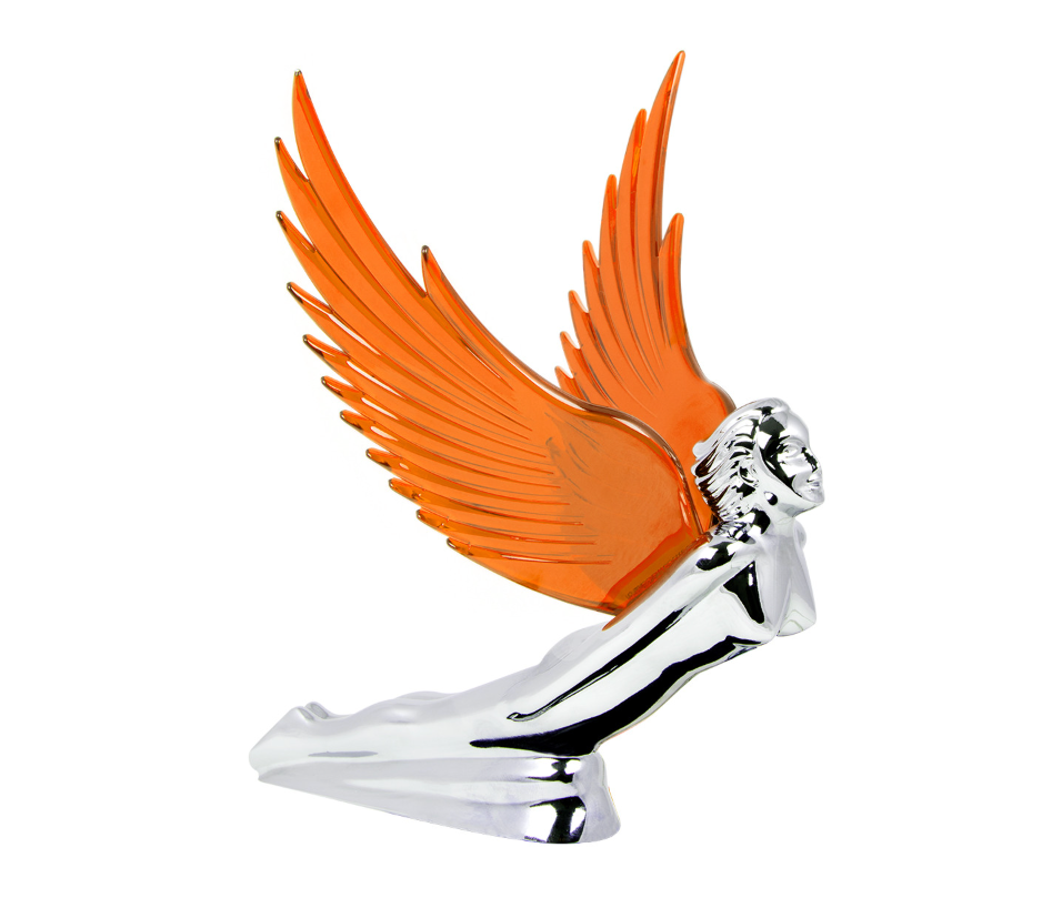 Flying Goddess Hood Ornament With Colored Wings