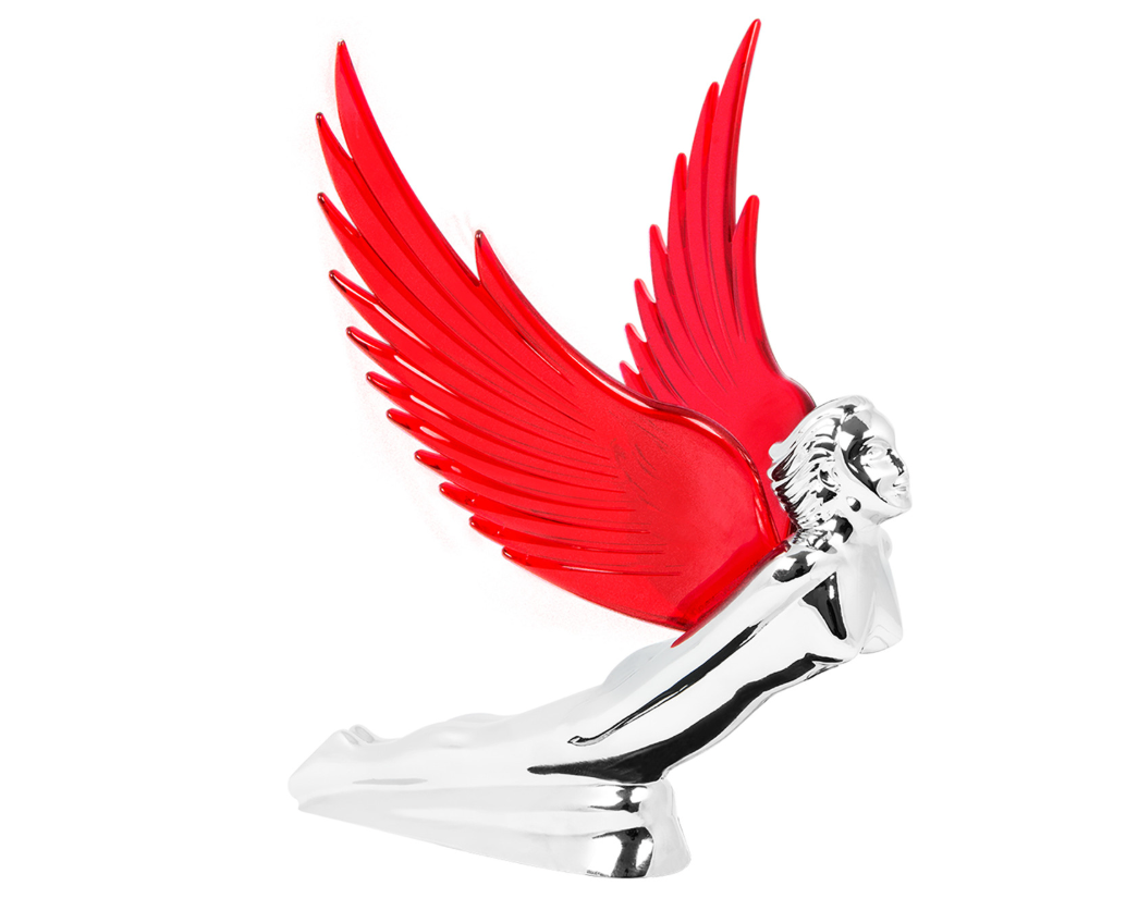 Flying Goddess Hood Ornament With Colored Wings